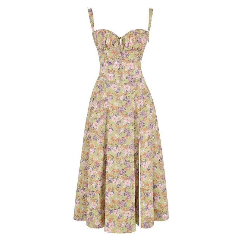 Floral Bustier Midriff Waist Shaper Dress