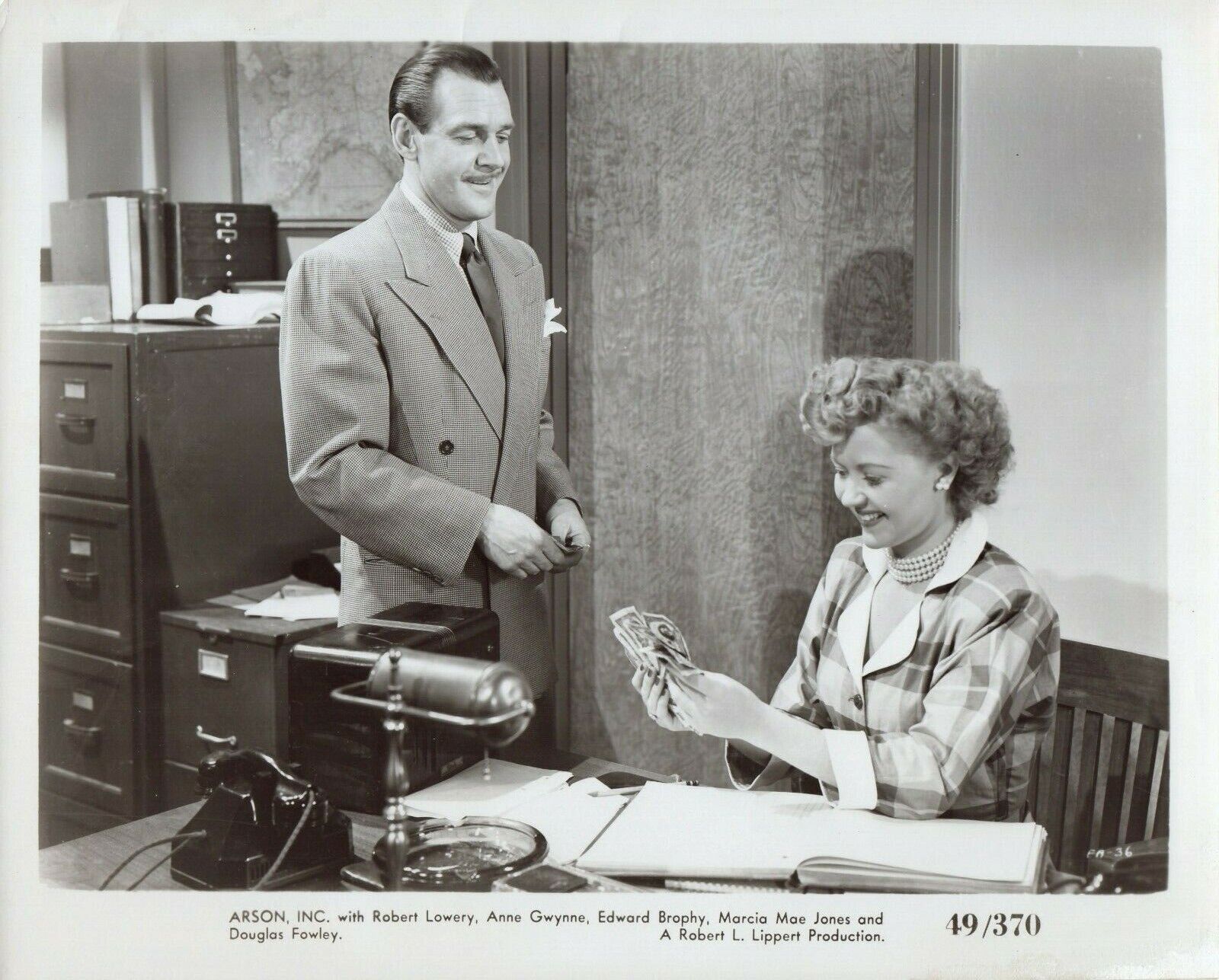 DOUGLAS FOWLEY MARCIA MAE JONES 1949 Movie Vintage Promo 8x10 Photo Poster painting ARSON INC