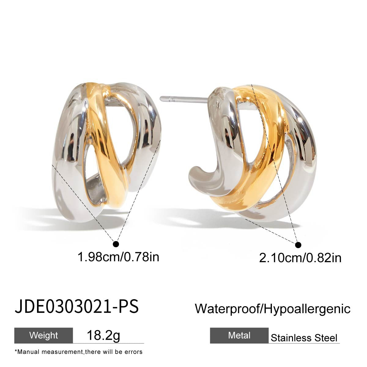 Jie Ding C-Shaped Stainless Steel Earrings Earrings For Women Niche Design Titanium Steel