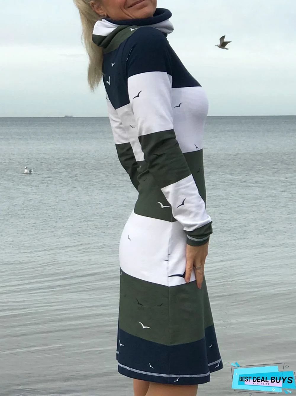 Casual Printed Cotton-Blend Knitting Dress