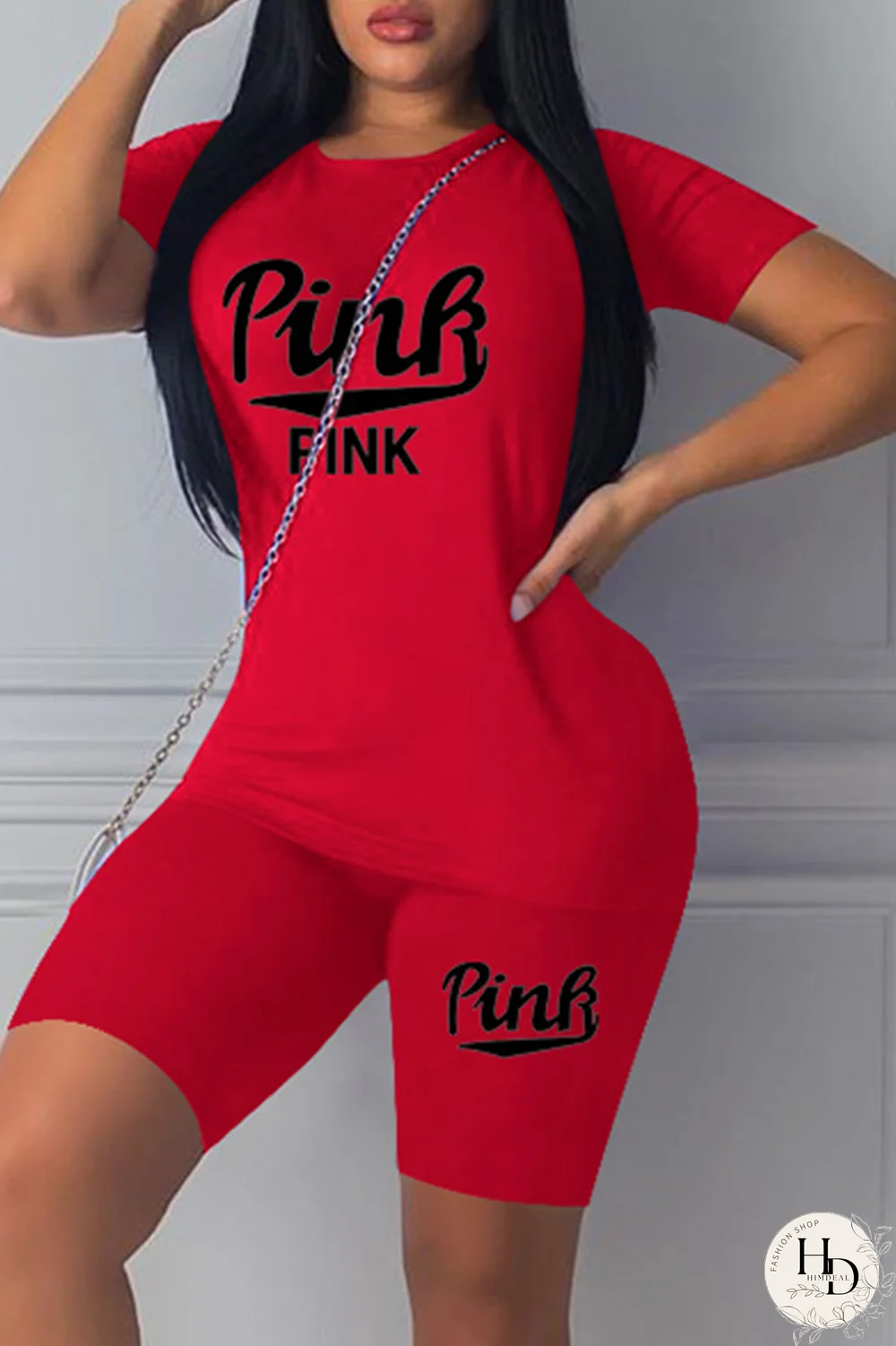 Black Sexy Print Patchwork O Neck Short Sleeve Two Pieces