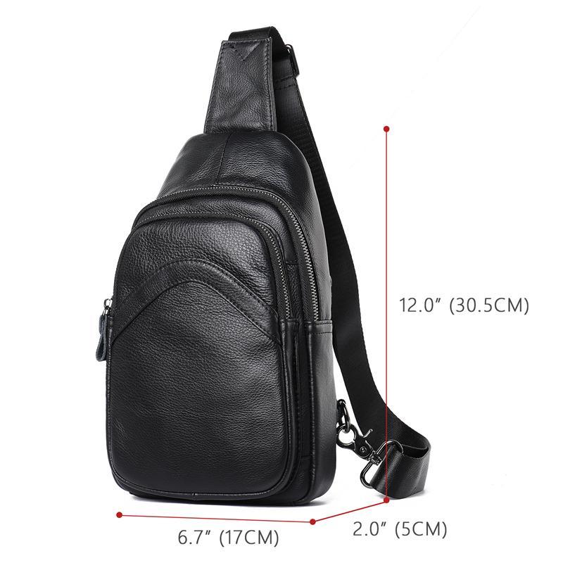 Simple Style Genuine Leather Chest Bag Sports Leisure Shoulder Bag Crossbody Bag