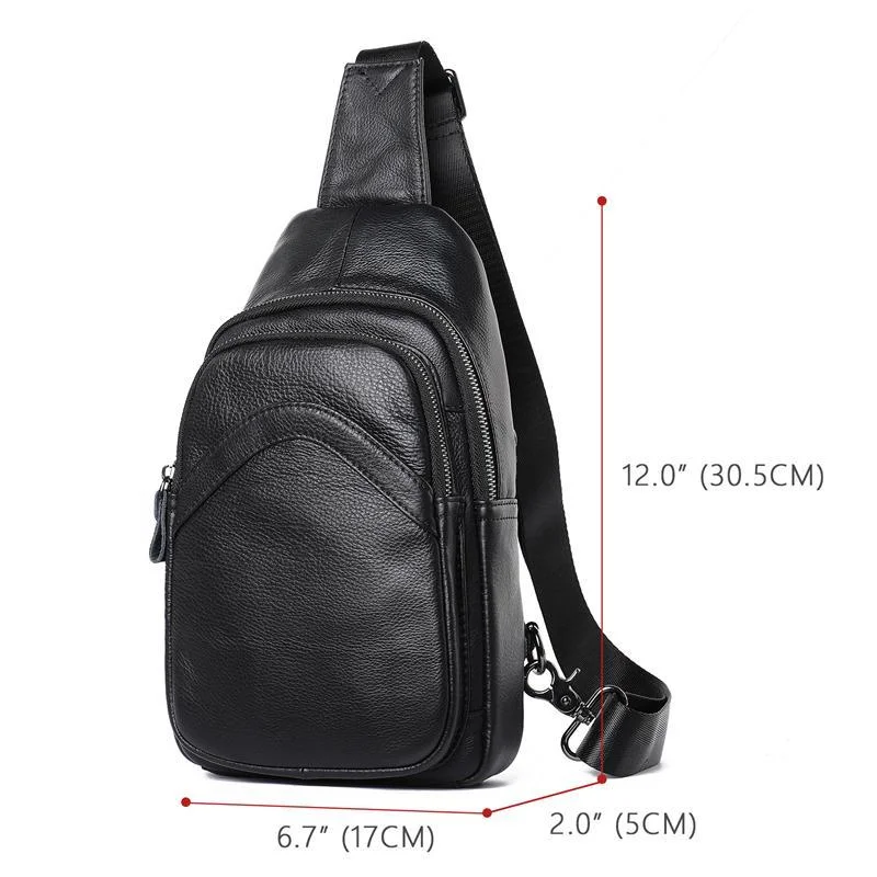 Simple Style Genuine Leather Chest Bag Sports Leisure Shoulder Bag Crossbody Bag