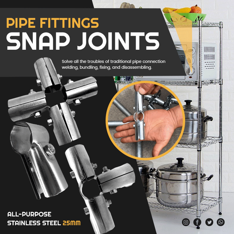 All-purpose Stainless Steel 25mm Pipe Fittings Snap Joints 3pcs（50% OFF）
