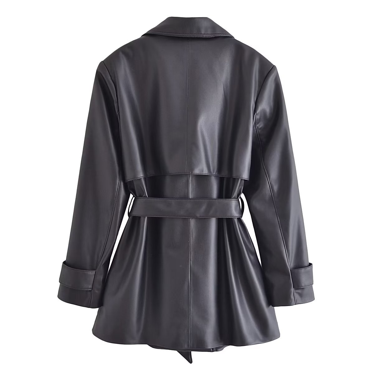 MERUMOTE Faux Leather Short Trench Coat Sexy Cool Girl Jacket-MERUMOTE