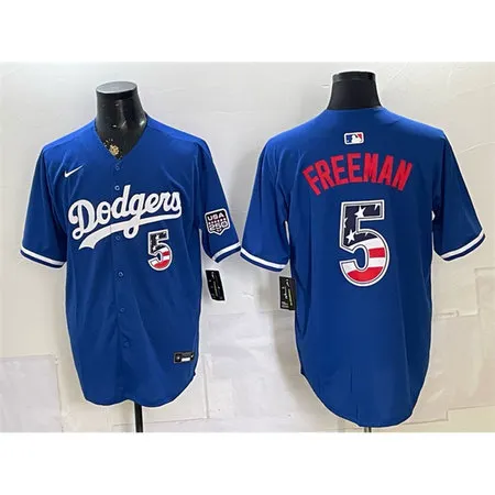 Youth Los Angeles Dodgers #5 Freddie Freeman Royal 250 Fourth of July Stitched Baseball Jersey