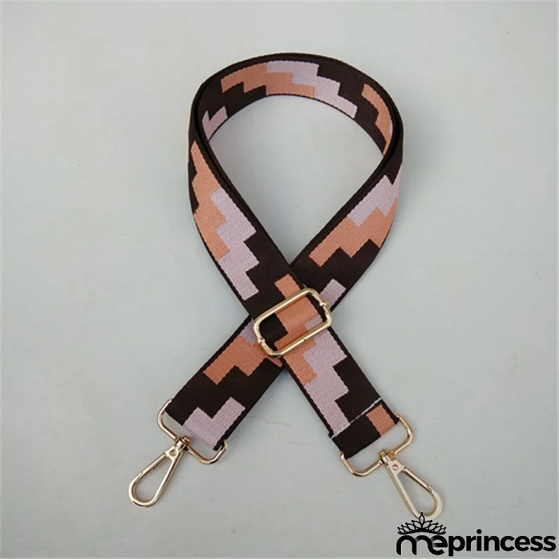 Women Fashion Color Block Adjustable Decompression Replacement Long Strap Bag Accessories