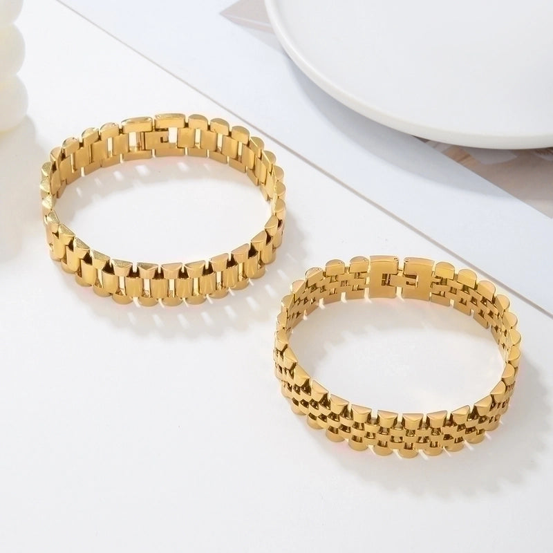 Minimalist Solid Color Titanium Steel Plating 18k Gold Plated Men’s Bangle