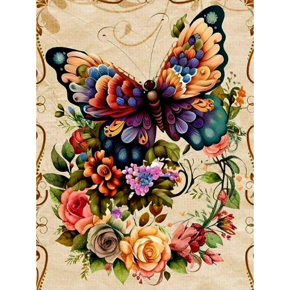 Full Round Diamond Painting - Flower Butterfly(Canvas|30*40cm)
