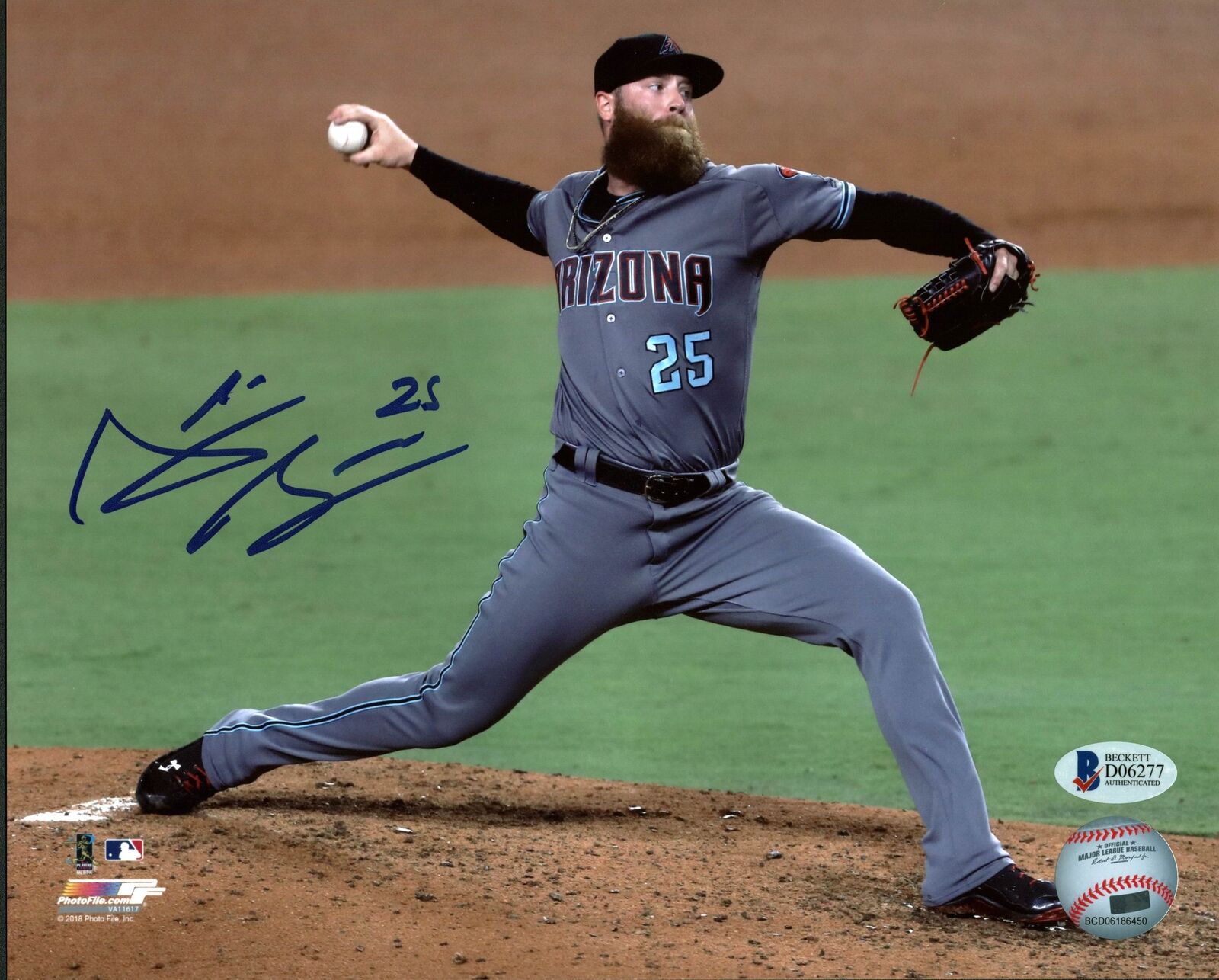 D-Backs Archie Bradley Authentic Signed 8x10 Photo Poster painting Horizontal Gray Jersey BAS