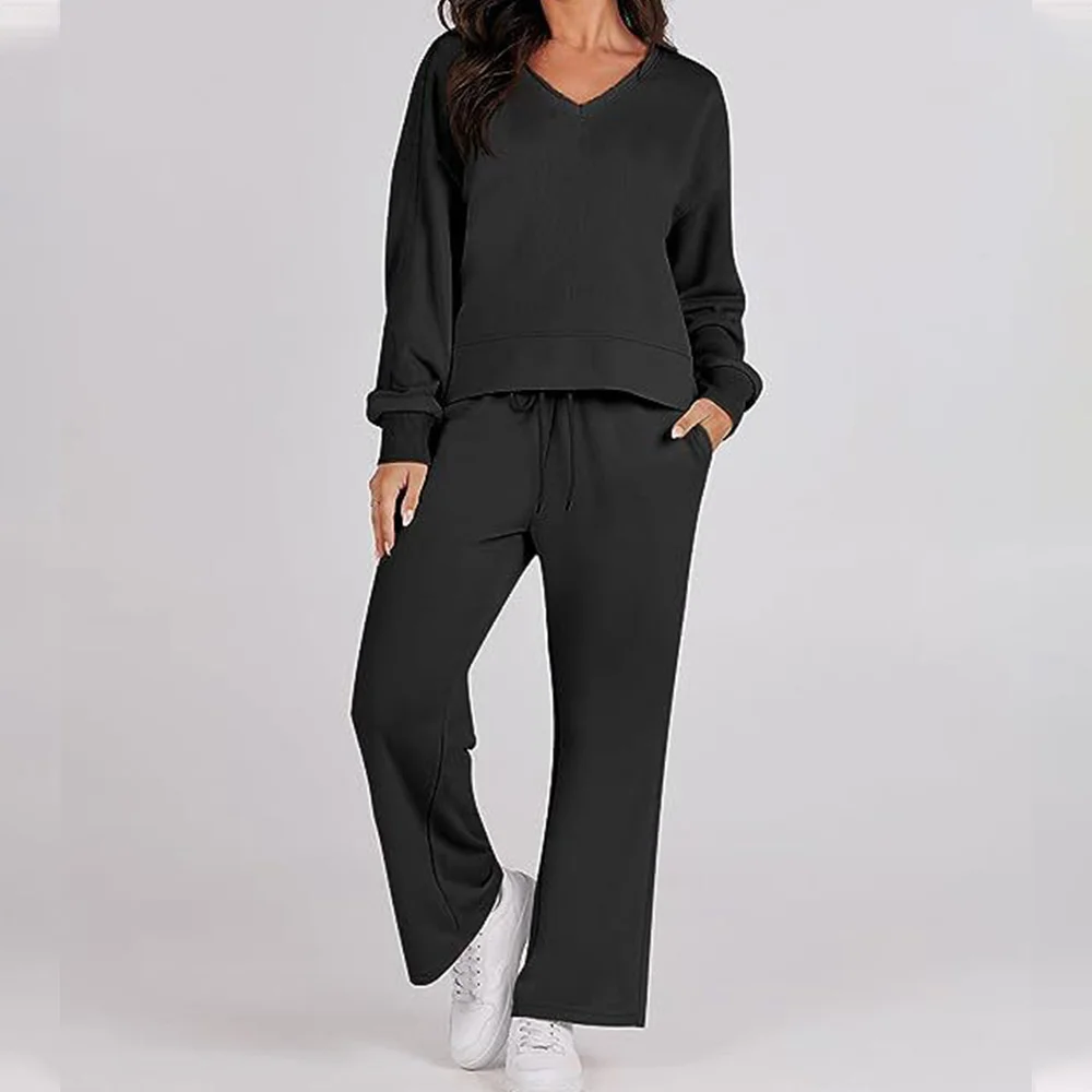 Smiledeer Autumn and winter new casual sports sweater wide-leg pants suit