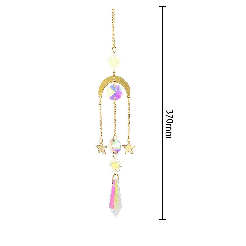 Hanging Crystal Light Catcher Metal Moon Sun Garden Wall Wind Chime (62)