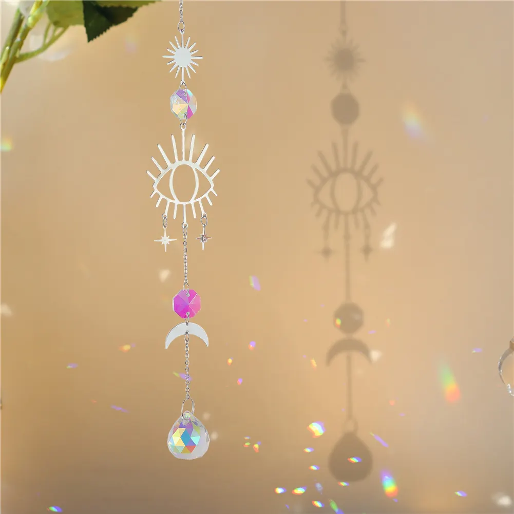 Wind Chime Crystal Light Catcher Butterfly Devil Eye Ornaments Home Decor