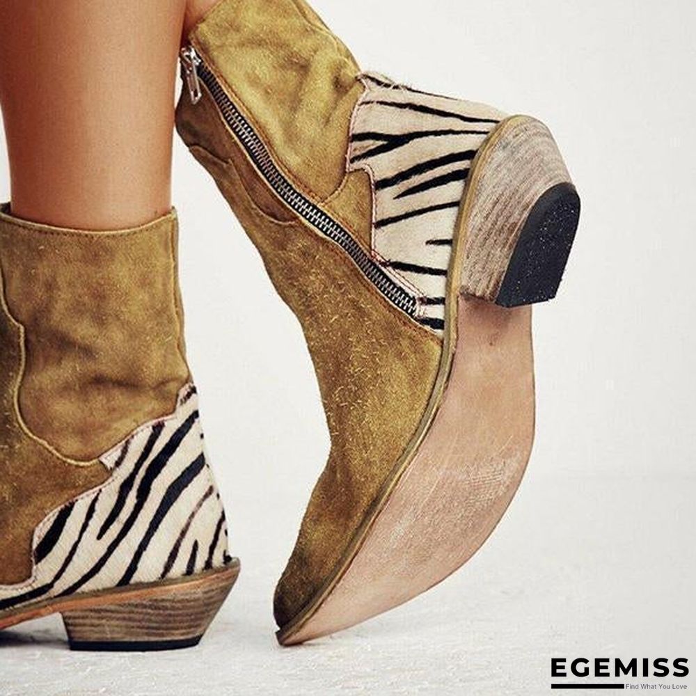 Casual Pointed Toe Zebra-Striped Boots | EGEMISS
