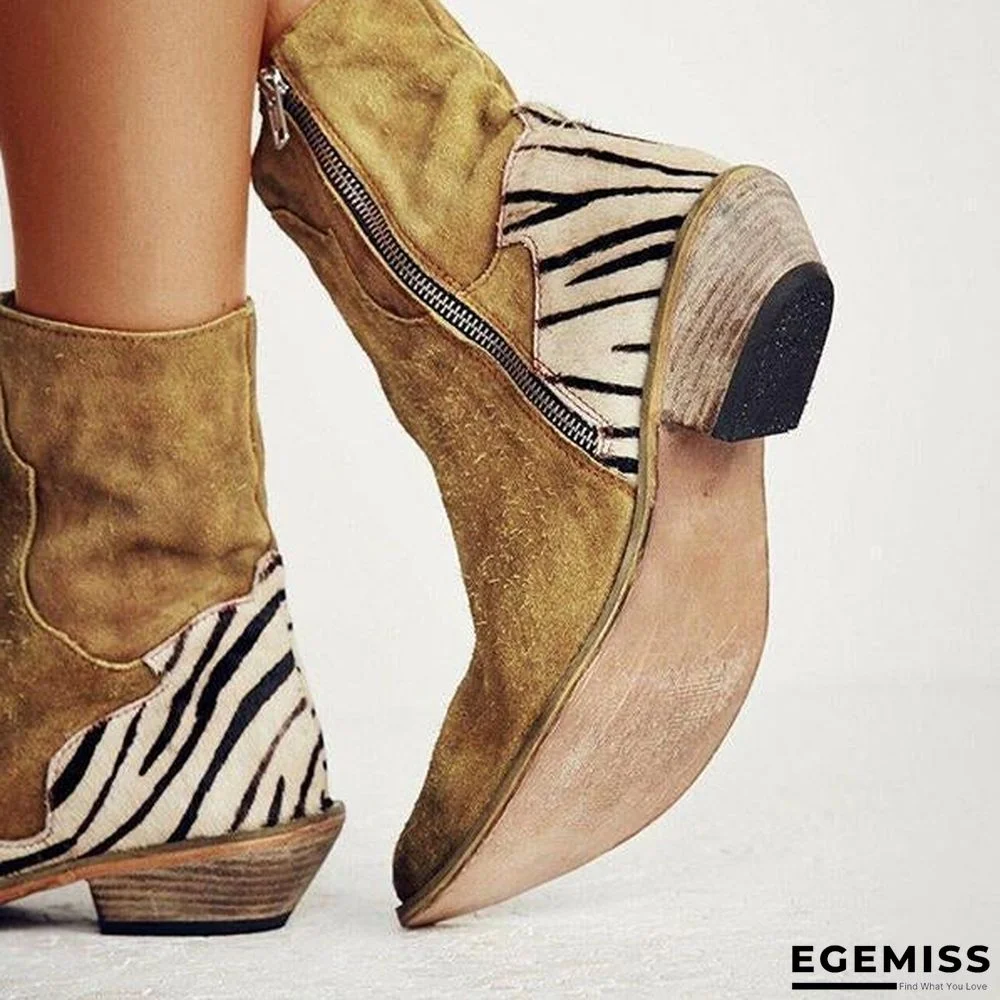 Casual Pointed Toe Zebra-Striped Boots | EGEMISS