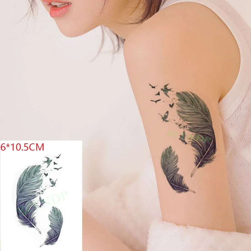 Waterproof Temporary Tattoo Sticker Rose Flower Leaf Letter Black Small Body Art Flash Tatoo Fake Tatto for Kids Girl Men Women