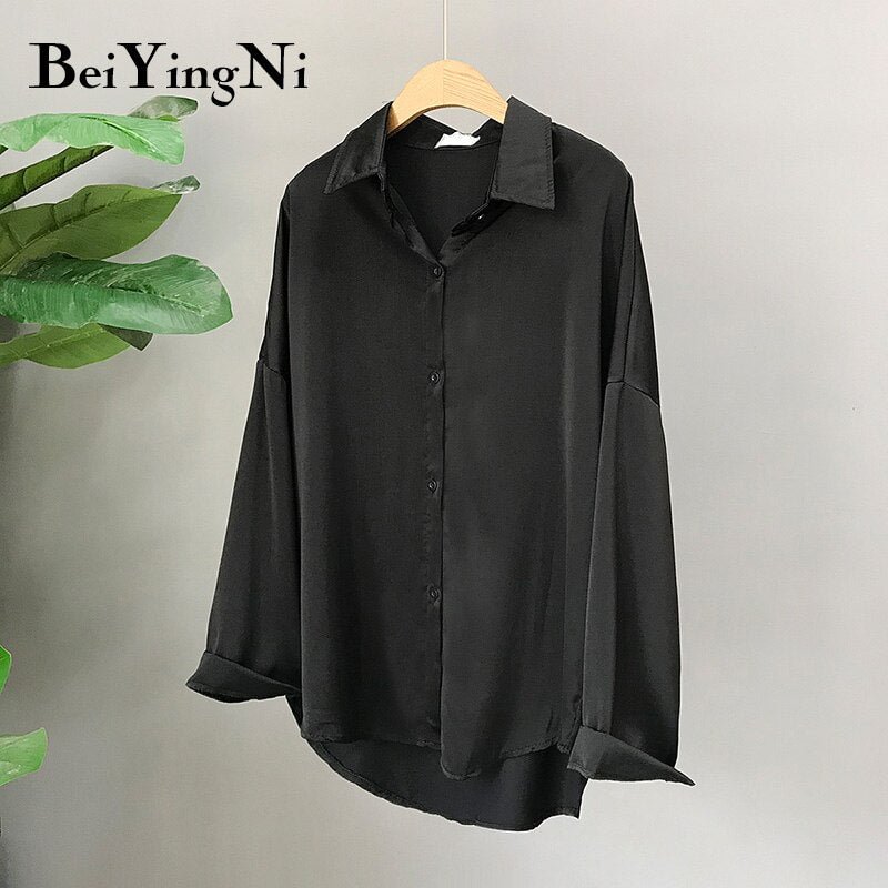 Beiyingni Womens Blouses Shirts Plain Casual Loose Women Tops Office Ladies Shirt Vintage Oversized Blusas Camisa Mujer Fashion