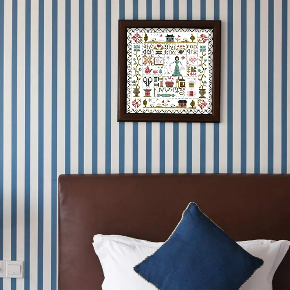 Sewing Cross Stitch Kit 28x28cm DIY 11CT Thread Art White Fabric Decor