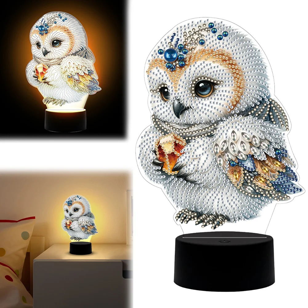 DIY Owl Butterfly Diamonds Painting Table Lamp 5D Diamond Painting Night Light