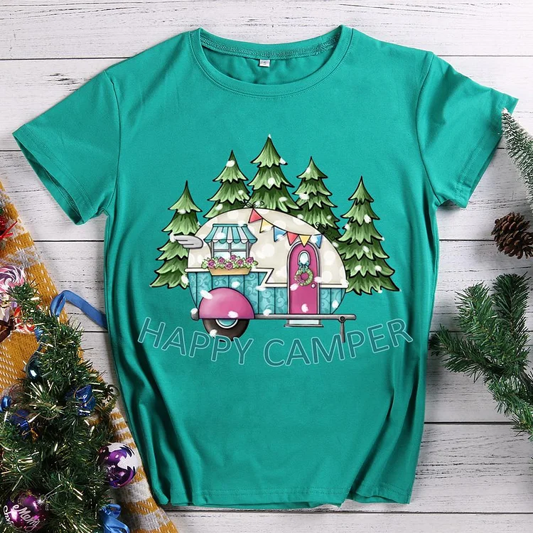 Christmas Happy Camper T-Shirt Tee -08541-Annaletters