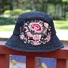 Women's Retro Ethnic Style Embroidered Denim Fisherman Bucket Hat