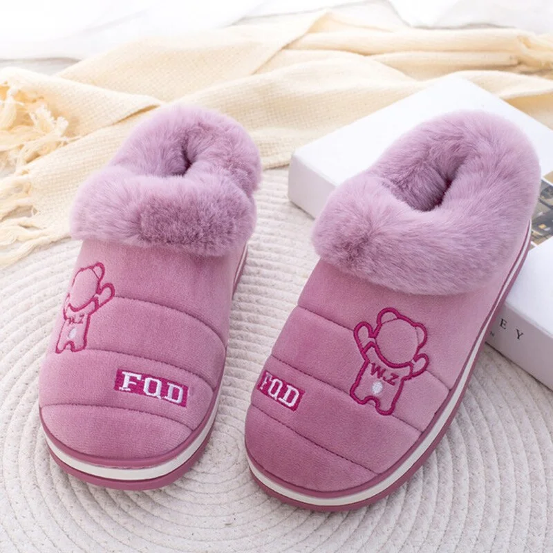 Qengg MCCKLE Women Slippers Women's Plush Home Winter Warm Shoes Ladies Soft Non-Slip Indoors Bedroom Floor Flats Female Slipper 2021