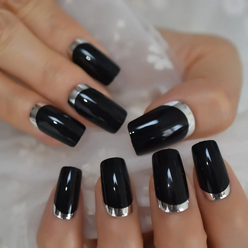 Holographic Silver Glitter Press On Nails Short Style Daily Wear Nude Pink Lady False Nails Oval Shape Nail Art Tips 515-Nail Inspo