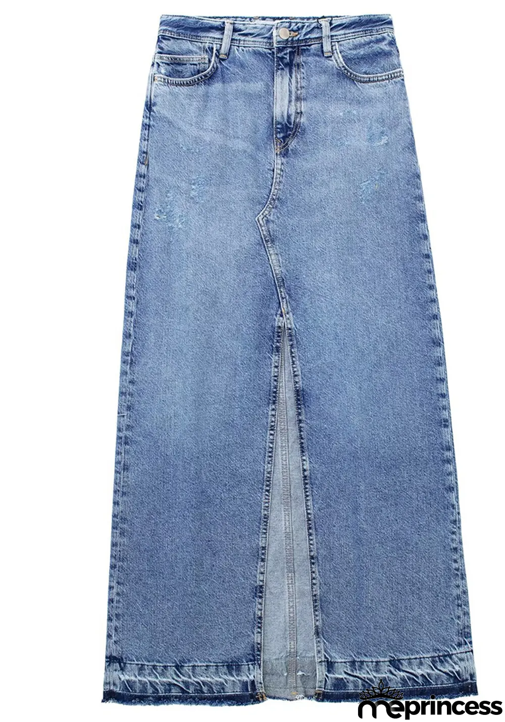 Women's Spring Fashion Chic Denim Midi Front Slit Skirt