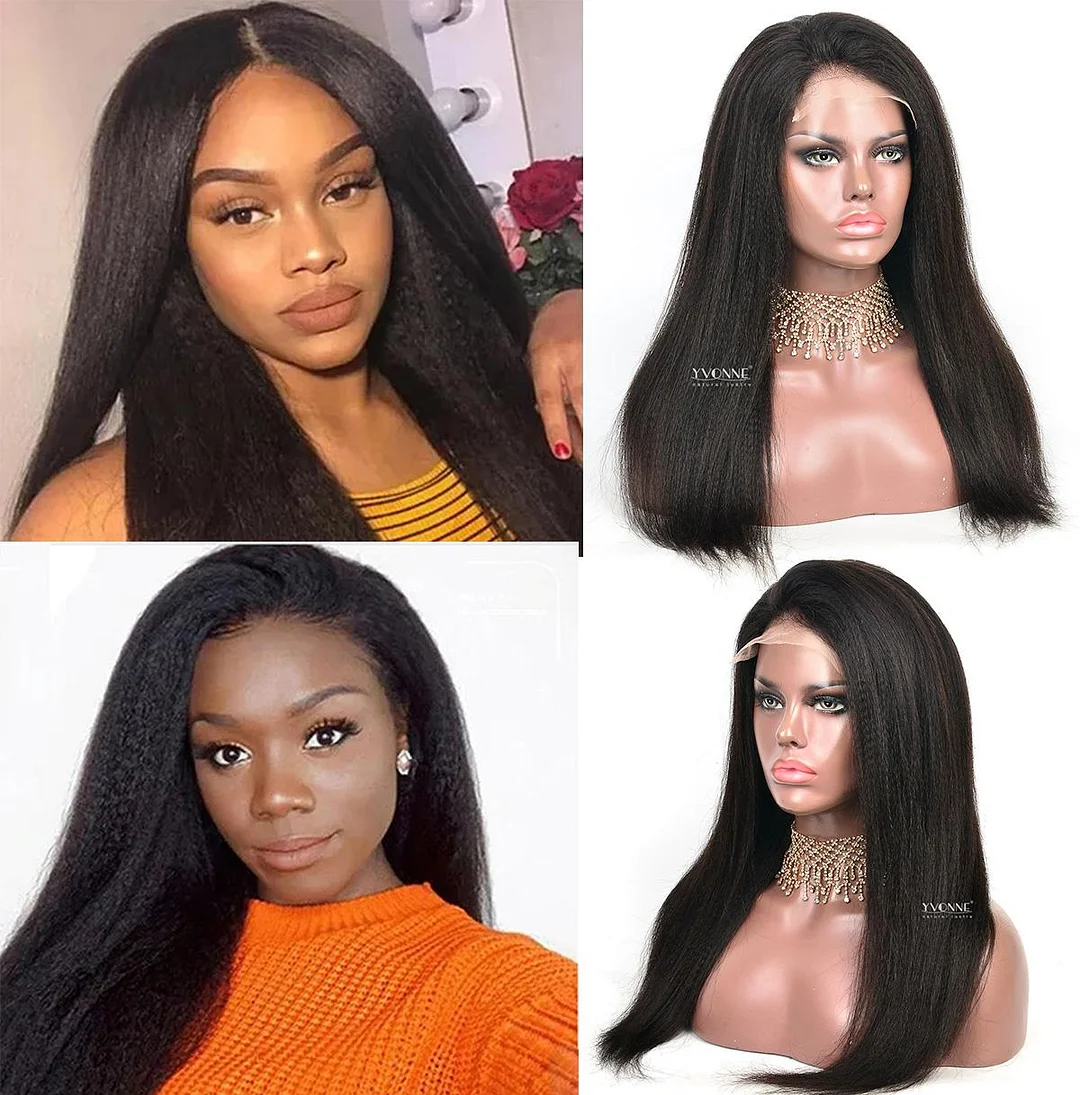 FREE SHIPPING YVONNE Yaki Straight 5*5 / 6*6 / 13*4 Transparent Lace Front Human Hair Wigs