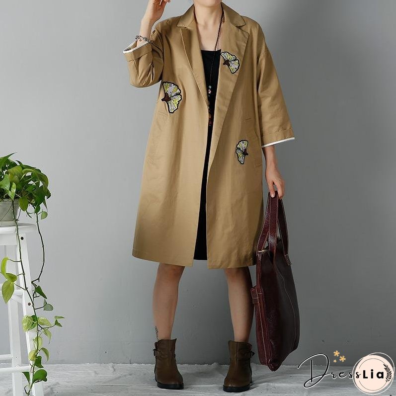Khaki plus size woman coats oversize trench cardigans
