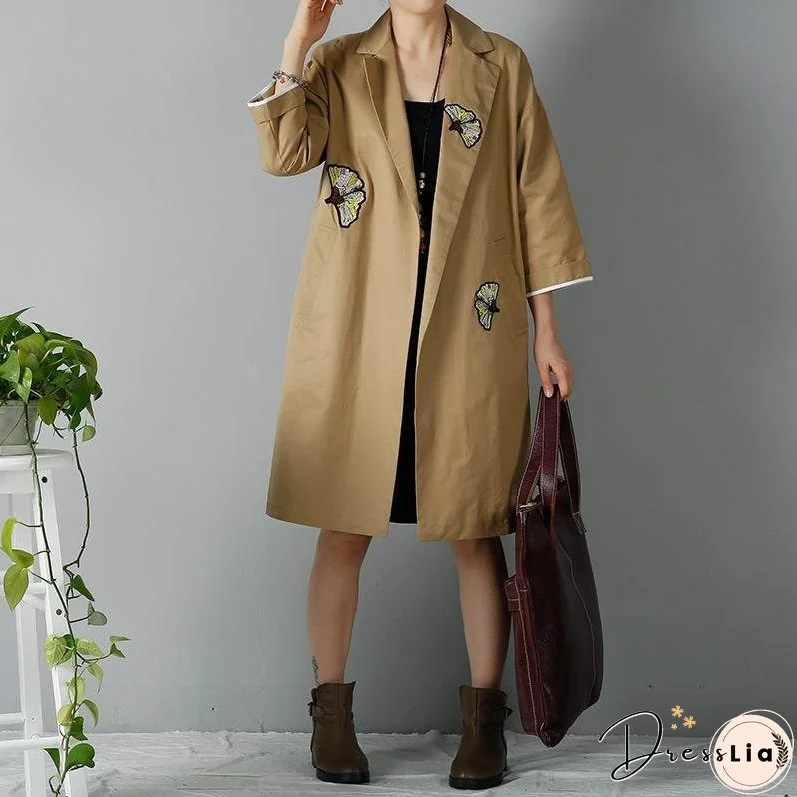 Khaki plus size woman coats oversize trench cardigans