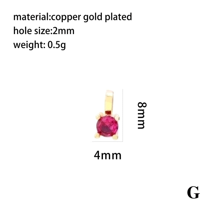 Minimalist Round Copper Plating Inlay Zircon 18k Gold Plated Charms