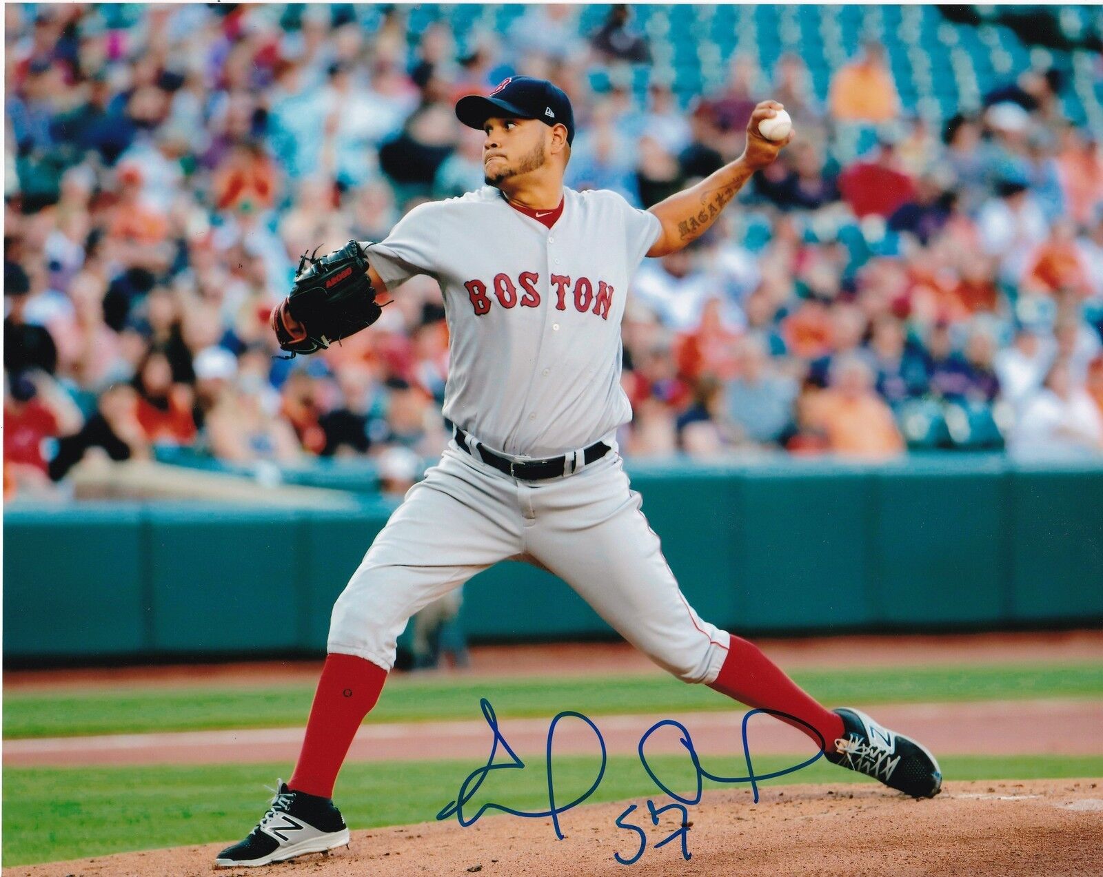 EDUARDO RODRIGUEZ BOSTON RED SOX ACTION SIGNED 8x10