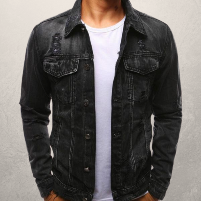 Mature Men Winter Casual Denim Jacket