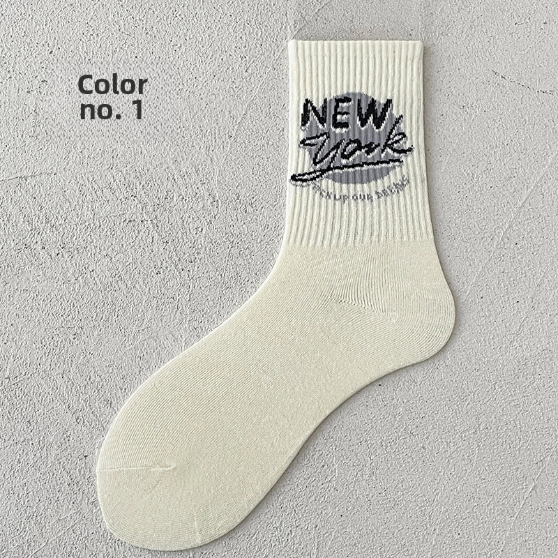 Socks Men’s Mid-calf Socks Spring And Summer Thin Cotton Socks Long Breathable Sweat-absorbent Retro Men’s Sports Autumn And Winter