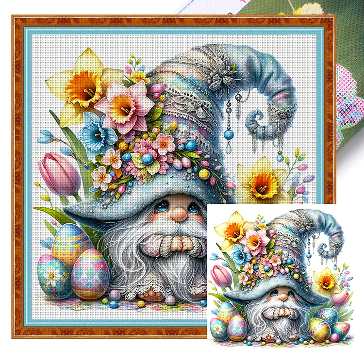 【Huacan Brand】Easter Gnome 11CT Stamped Cross Stitch 40*40CM
