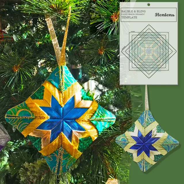 Bauble Bling Folded Ribbon Ornament Template With Instructions