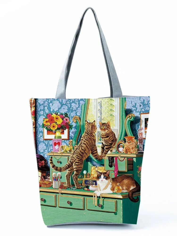 Zipped Tote Bag - Oil Painting Cat