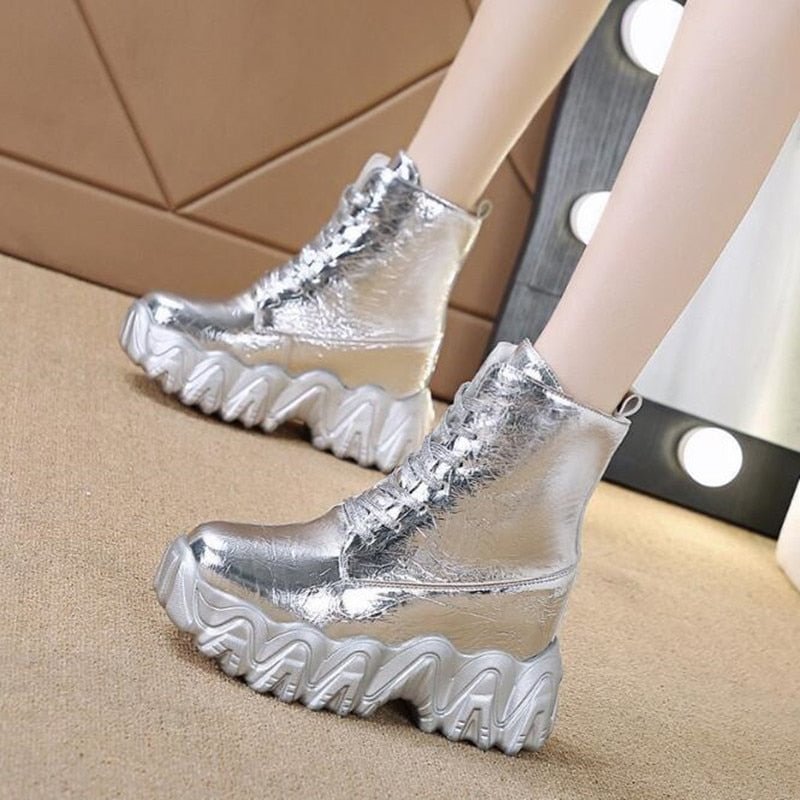 NEW Brand Woman Martin Boots Heel Shoes Women Sneakers Lace Up Winter Autumn Hidden Heels Shoes Daily Short Boots Woman Trainers