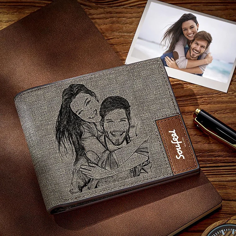 Customized Photo With Engraved Text Personalized Wallet