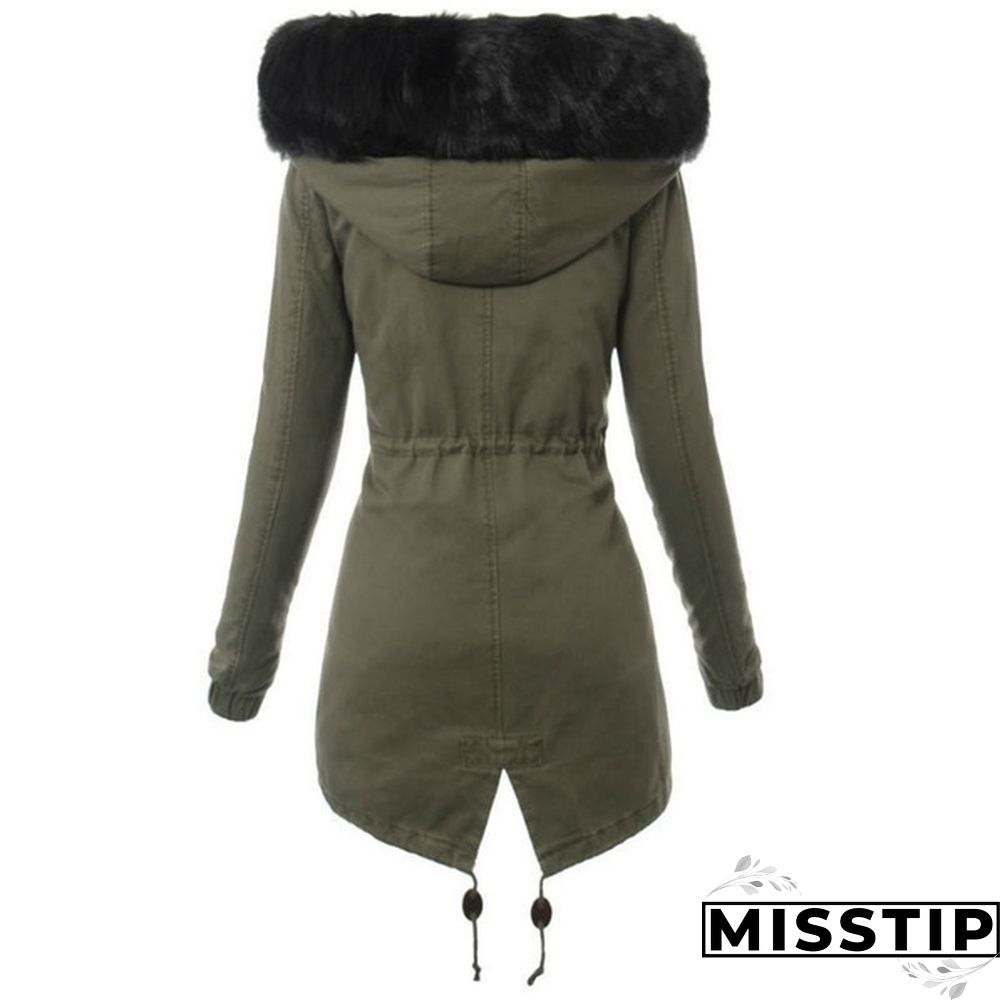 Women's Fashion Faux Fur Hooded Long Coat Winter Warm Fleece Thicken Parka Jacket Outwear Plus Size