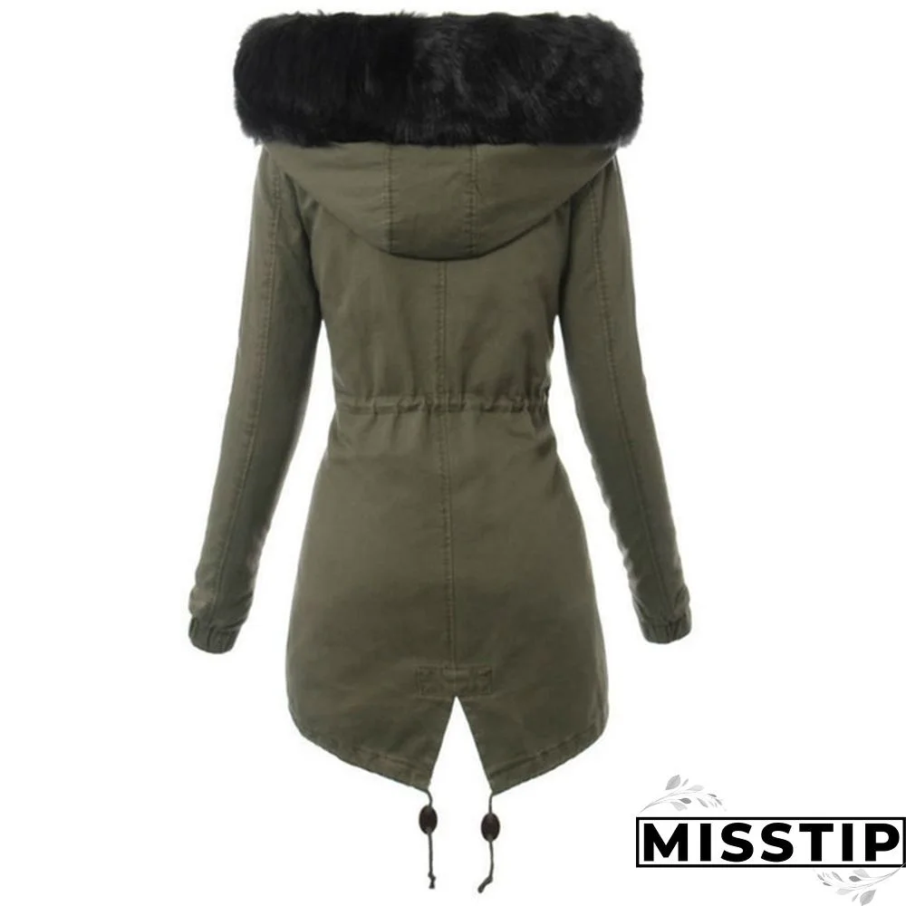 Women's Fashion Faux Fur Hooded Long Coat Winter Warm Fleece Thicken Parka Jacket Outwear Plus Size