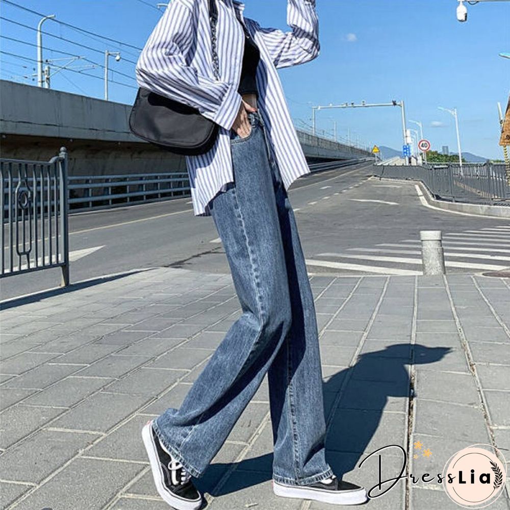 Woman Jeans High Waist Clothes Wide Leg Denim Clothing Blue Streetwear Vintage Quality Fashion Harajuku Straight Pants