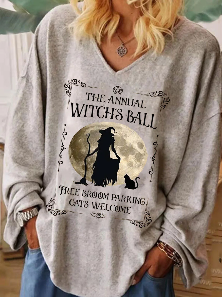 The Annual Witch's Ball Long Sleeve V-neck T-shirt