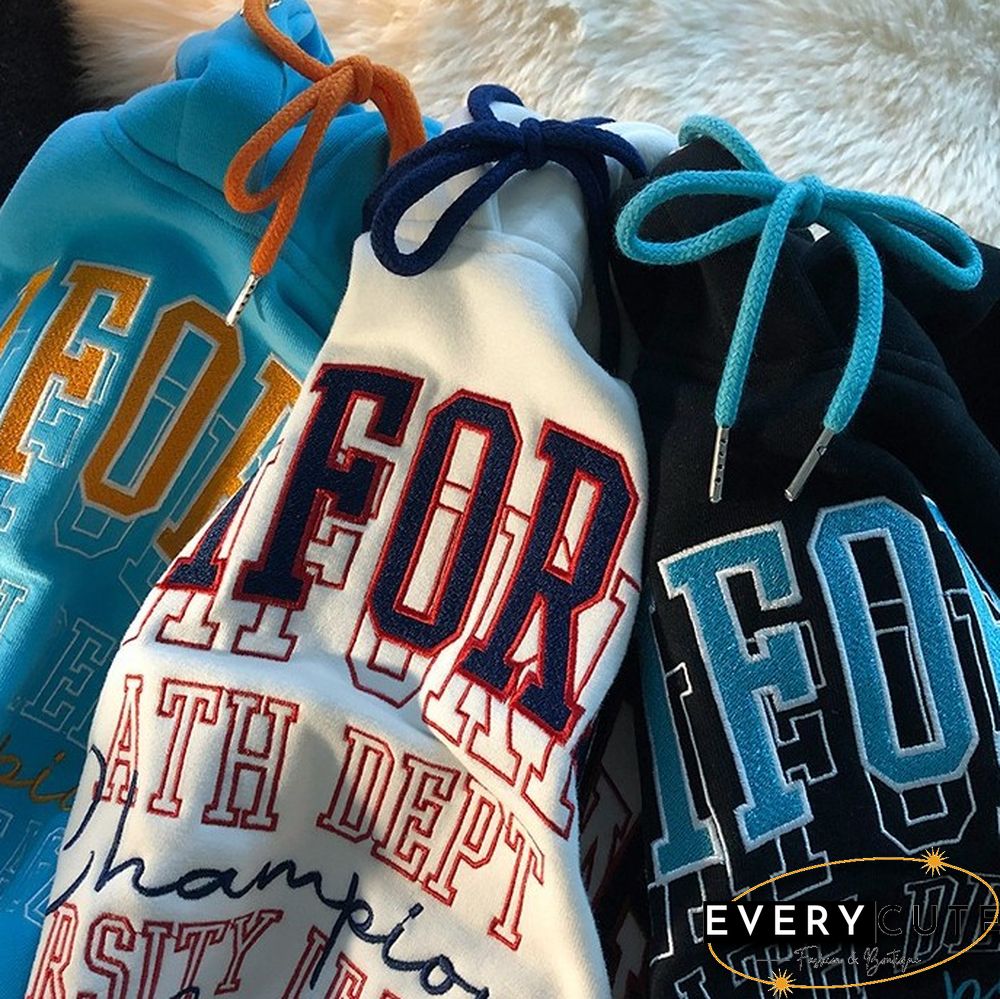 Unisex Vibe-Style Letter Embroidered Pullover Sweatshirt