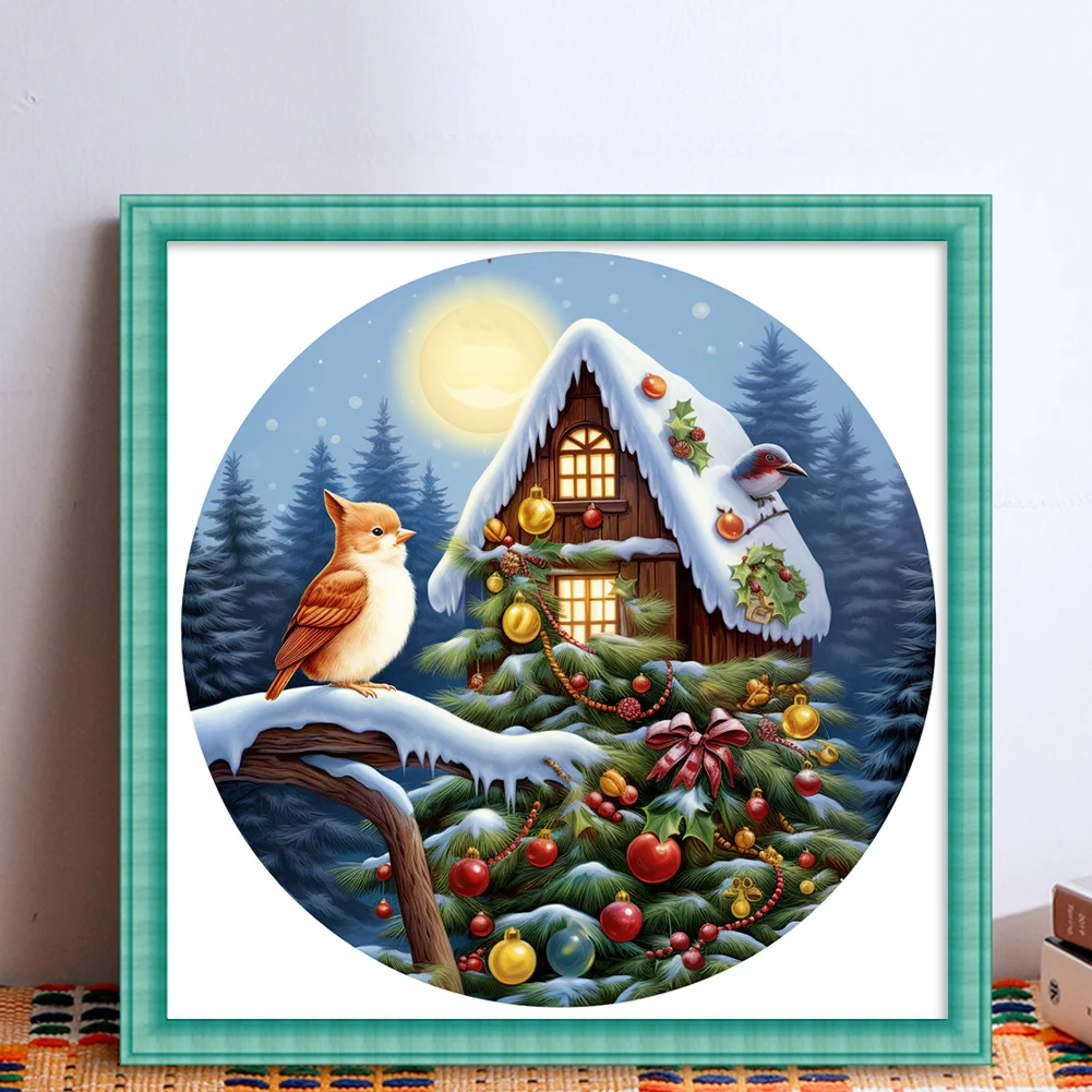 DIY Stamped Cross Stitch 11CT Full Embroidery 40*40cm - Christmas Cottage