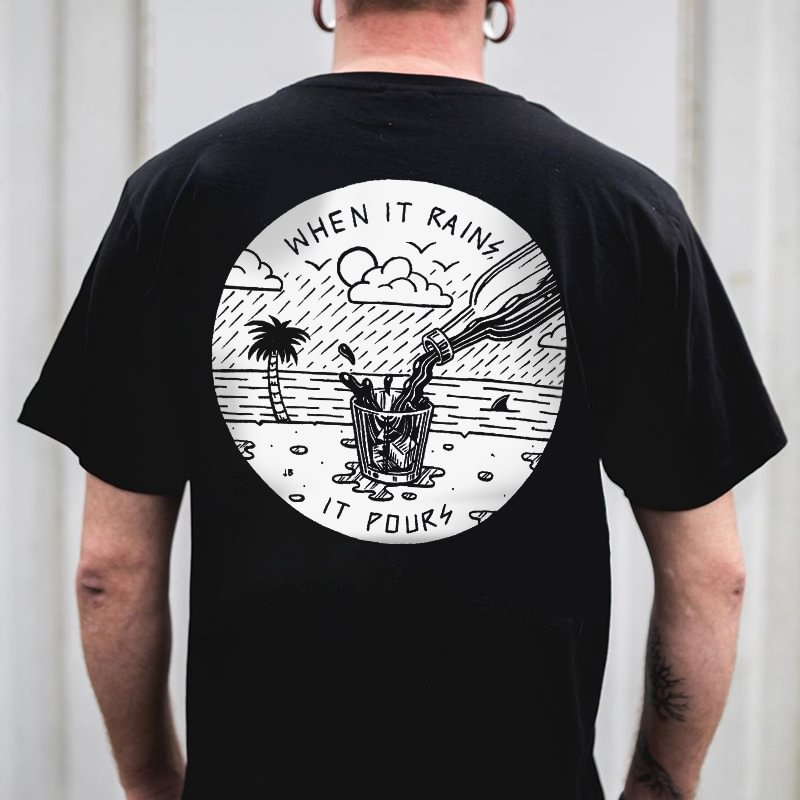 When It Rains It Pours Printed Casual Men's T-shirt - Krazyskull