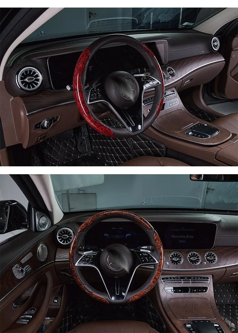 Car Peach Wood Steering Wheel Cover (2PCS)