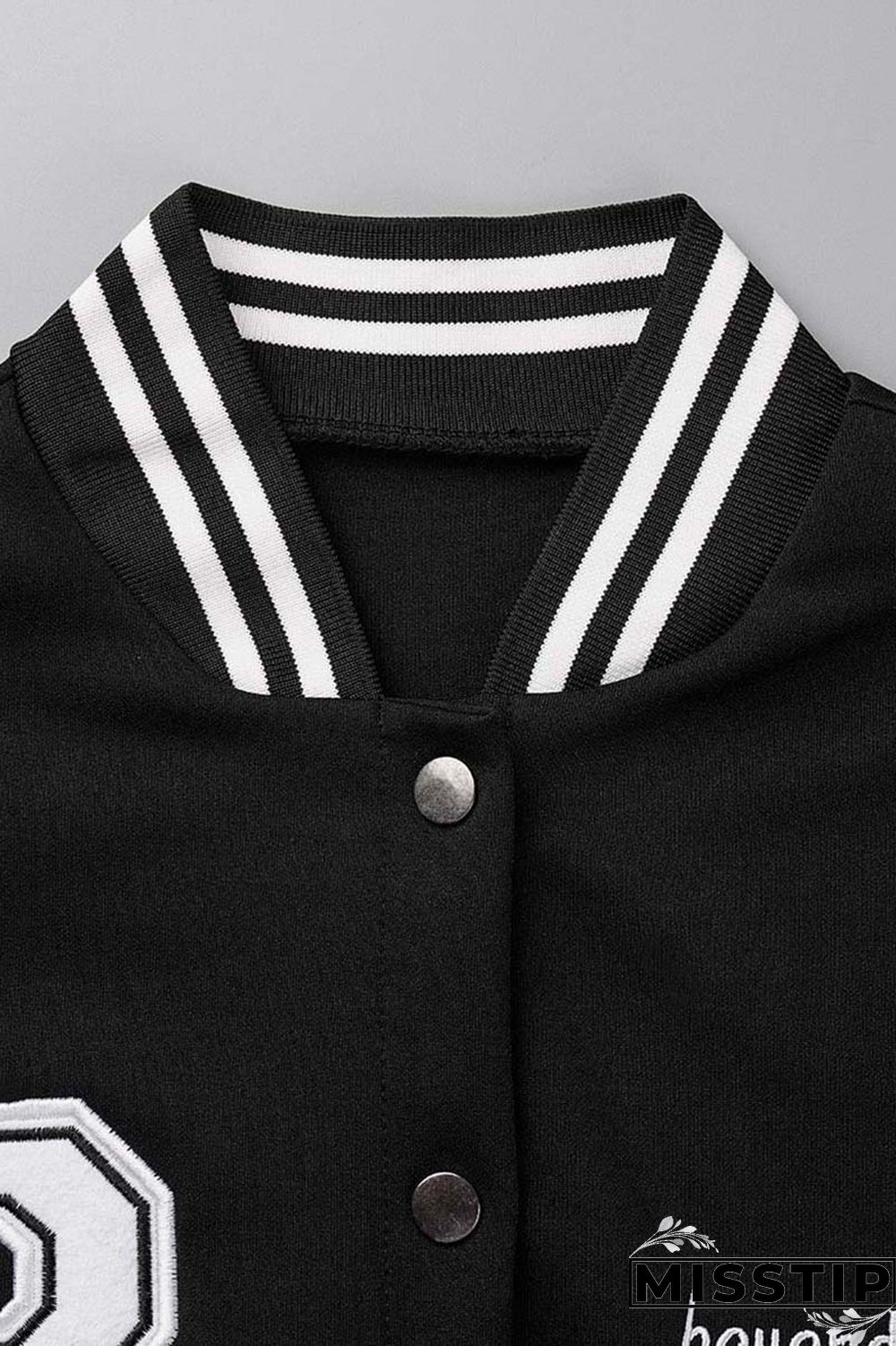 Black Fashion Casual Patchwork Embroidered Letter Outerwear