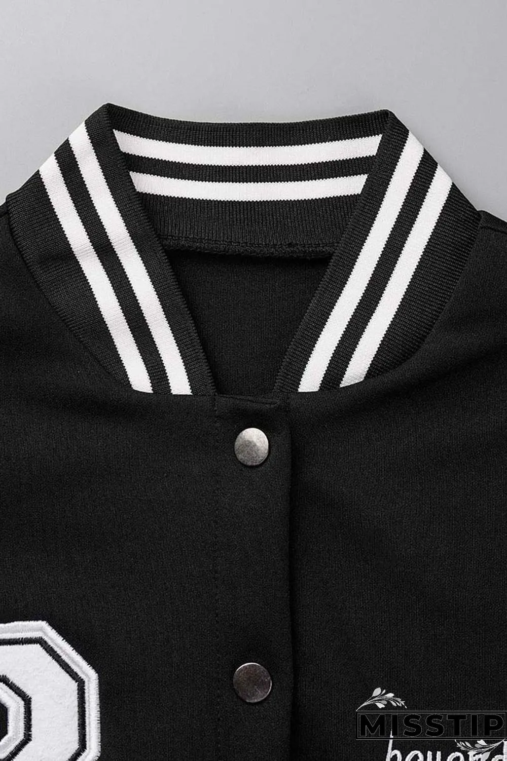 Black Fashion Casual Patchwork Embroidered Letter Outerwear